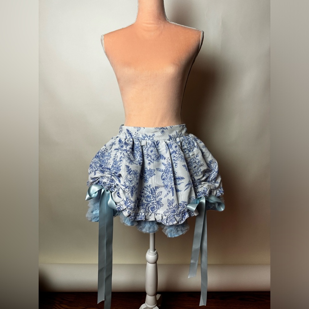Sugar Thrillz Blue Floral Mini Skirt